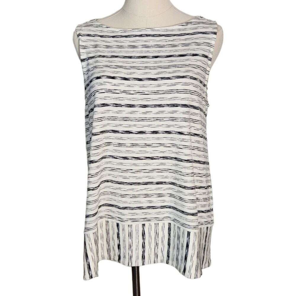 J Jill Wearever Tank Top Black White Print Sleeveless Womens Size Mm8